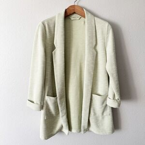 AMISU Womens Textured Open Front Cardigan Blazer Light Green Size 42